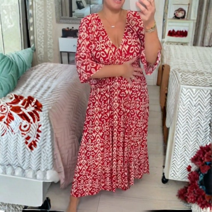 Charlotte™ Summer Dress – Elegant Flowing Printed V-Neck Maxi Dress