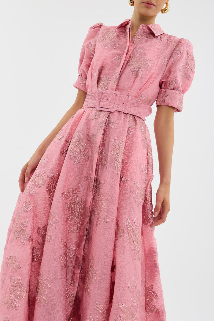 Anabella - Elegant Wedding Guest Maxi Dress with Short Puff Sleeves