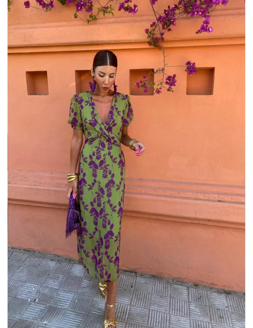 Lucinda - Boho Floral Pleated Summer Maxi Dress