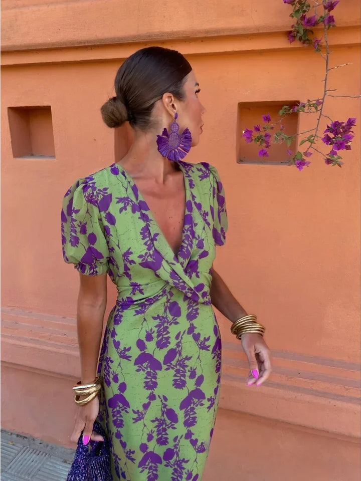 Lucinda - Boho Floral Pleated Summer Maxi Dress