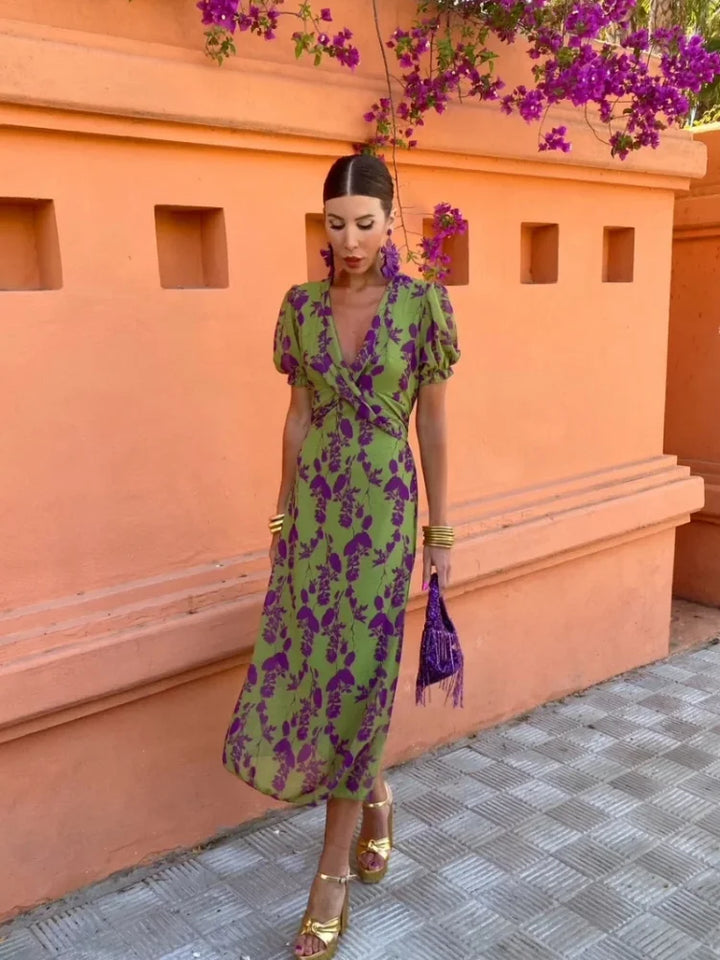 Lucinda - Boho Floral Pleated Summer Maxi Dress